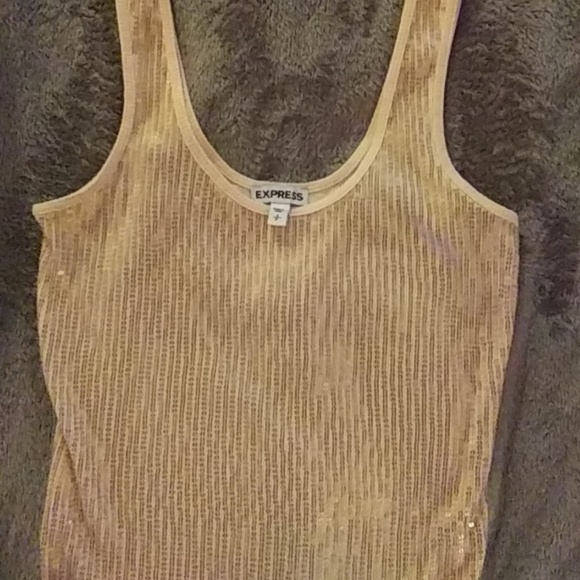 Peach color tank top with sequins - Picture 3 of 3